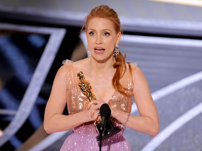 Jessica Chastain beat Nicole Kidman and Kristen Stewart to claim her first Oscar. Picture: Getty Images