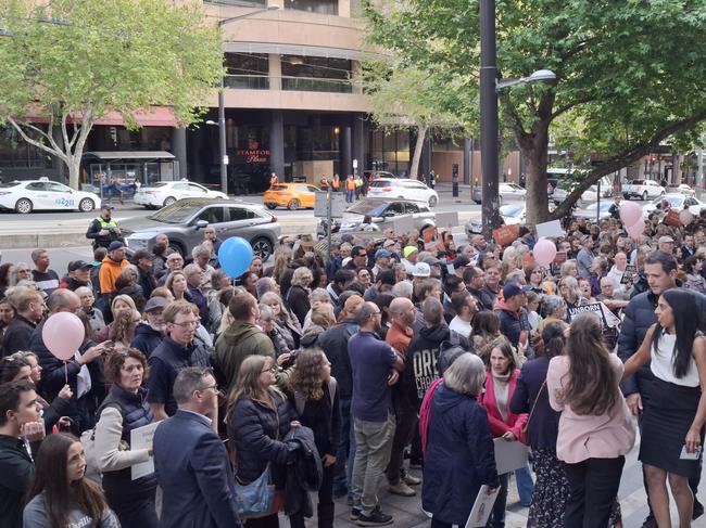 Huge crowds have gathered at the steps of South Australia’s parliament house, ahead of a pro-choice abortion rally.