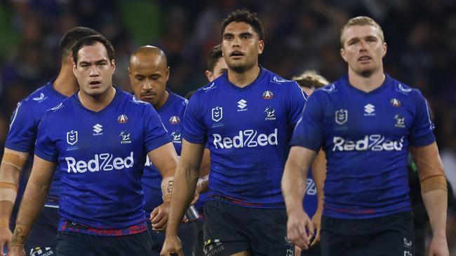 Xavier Coates and the Storm weren’t even celebrating tries by the end. Photo by Daniel Pockett/Getty Images.