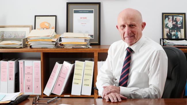 Mr Cutler pictured in his office where he has notched up the majority of his 50 years of practice. (AAP Image/Sue Graham)