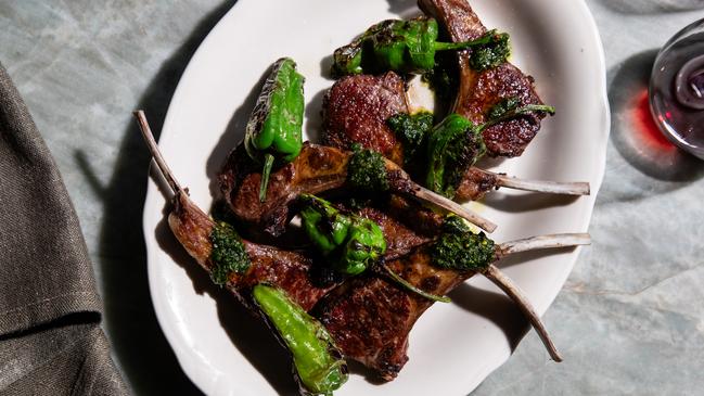 Lamb chops with peppers. Picture: Nikki To