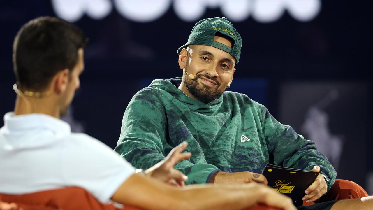 Novak Djokovic and Nick Kyrgios are enjoying a bromance at the Aussie Open. Picture: Mark Stewart