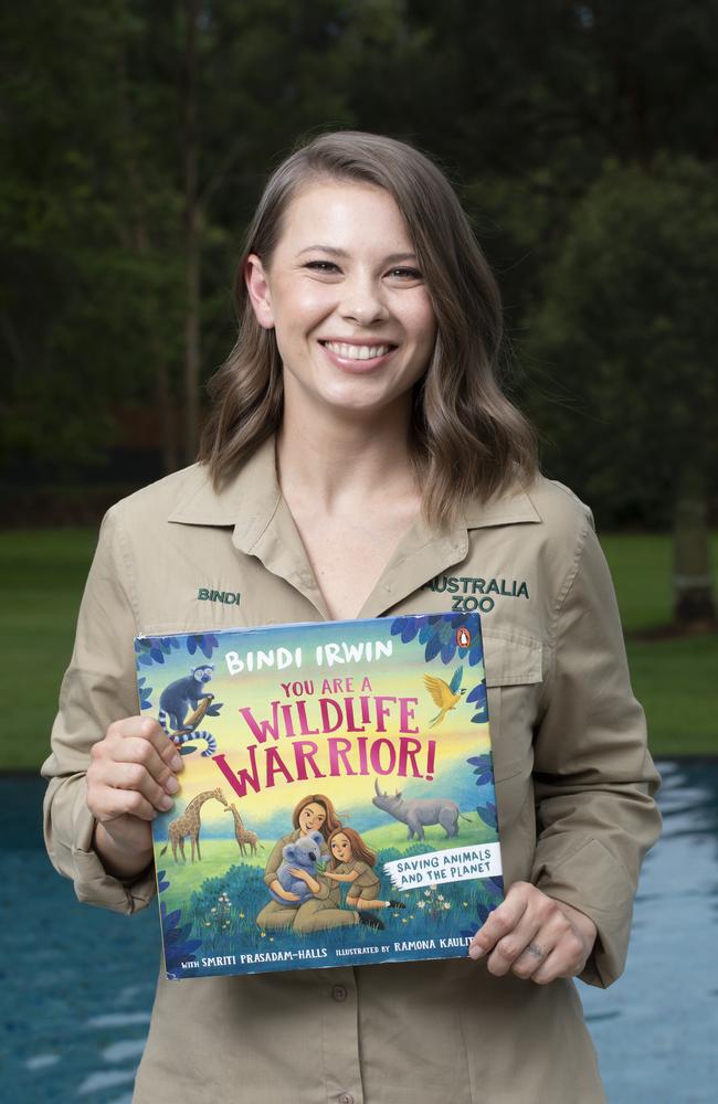 Bindi Irwin with her book at Australia Zoo. Picture: Russell Shakespeare