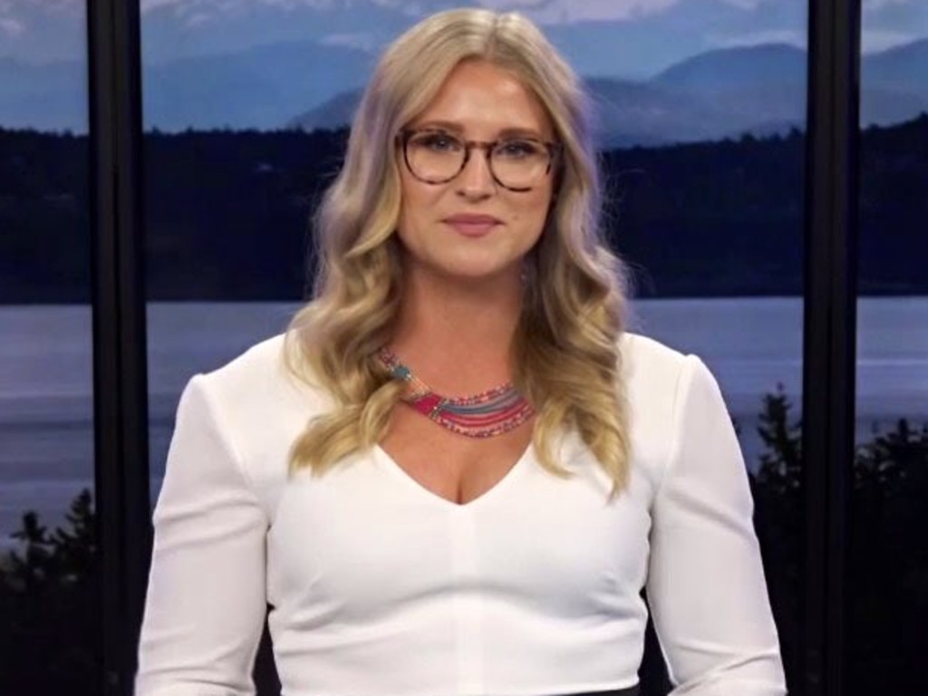 A Canadian news reporter has slammed a viewer who claimed she was showing ‘too much cleavage’ in this outfit. Picture: Twitter/Kori Sidaway