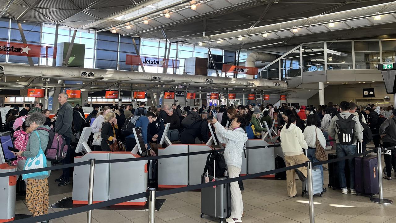 Travellers have been warned to expect further delays as strong winds cause chaos at Sydney Airport. Picture: NewsWire