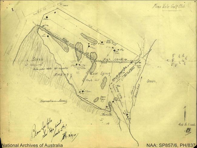 Plan of the anti-tank trench at Mona Vale. Picture National Archives of Australia