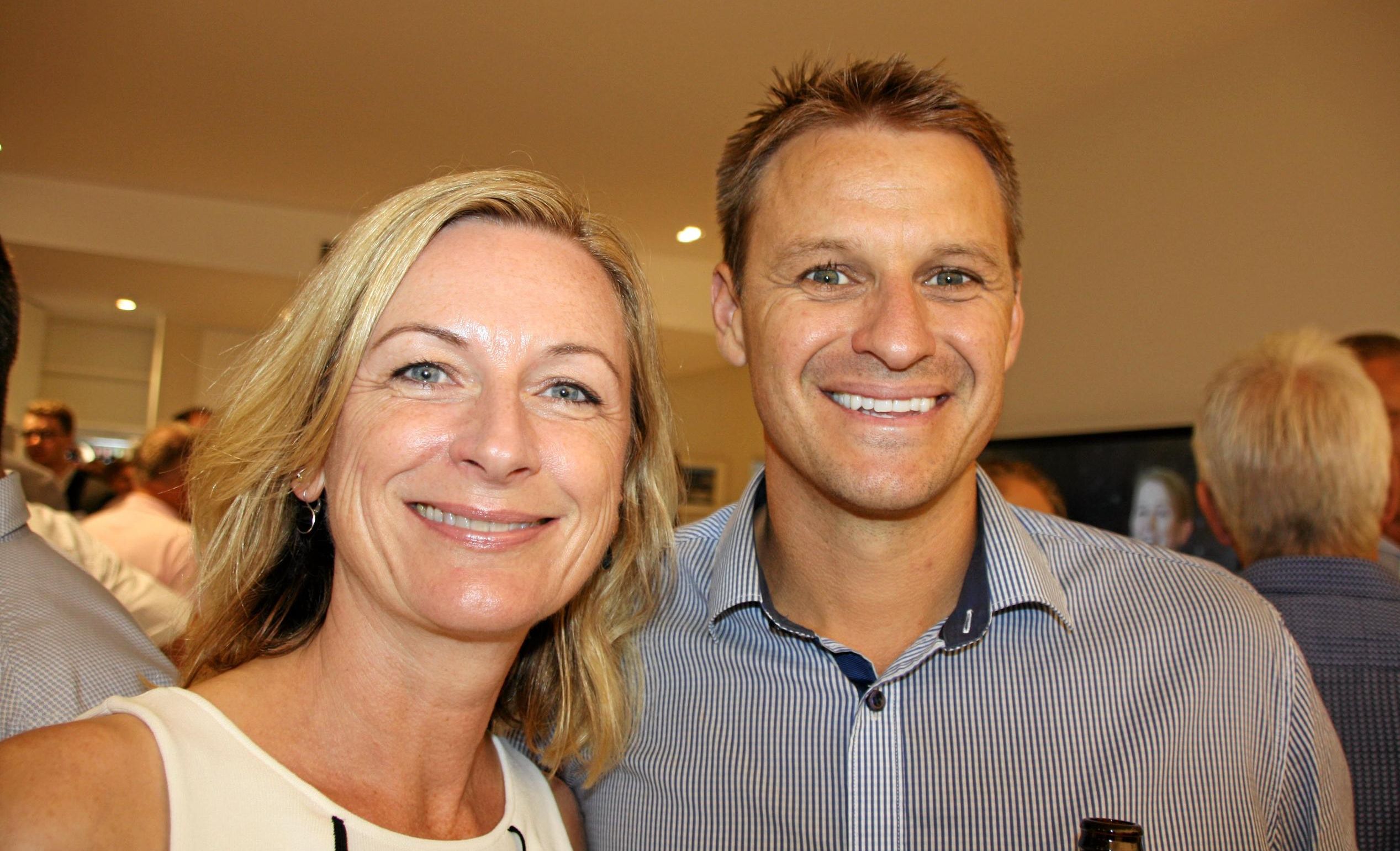 Mosaic's Trina Martin and Travis Barnes of OC Energy at the opening of Mosaic Property Group's new Sunshine Coast office at Duporth Avenue, Maroochydore. Picture: Erle Levey