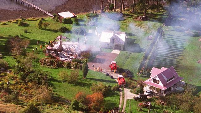 Aerial view of burnt-out Seascape guesthouse