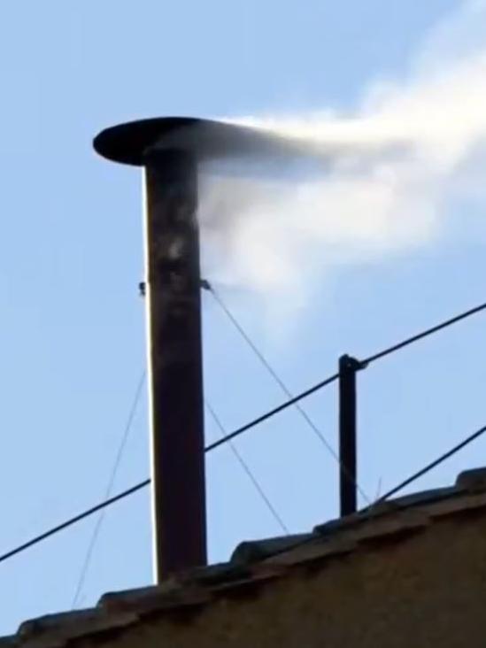 White smoke is blown from the chimney, signifying a new Pope. Picture: X