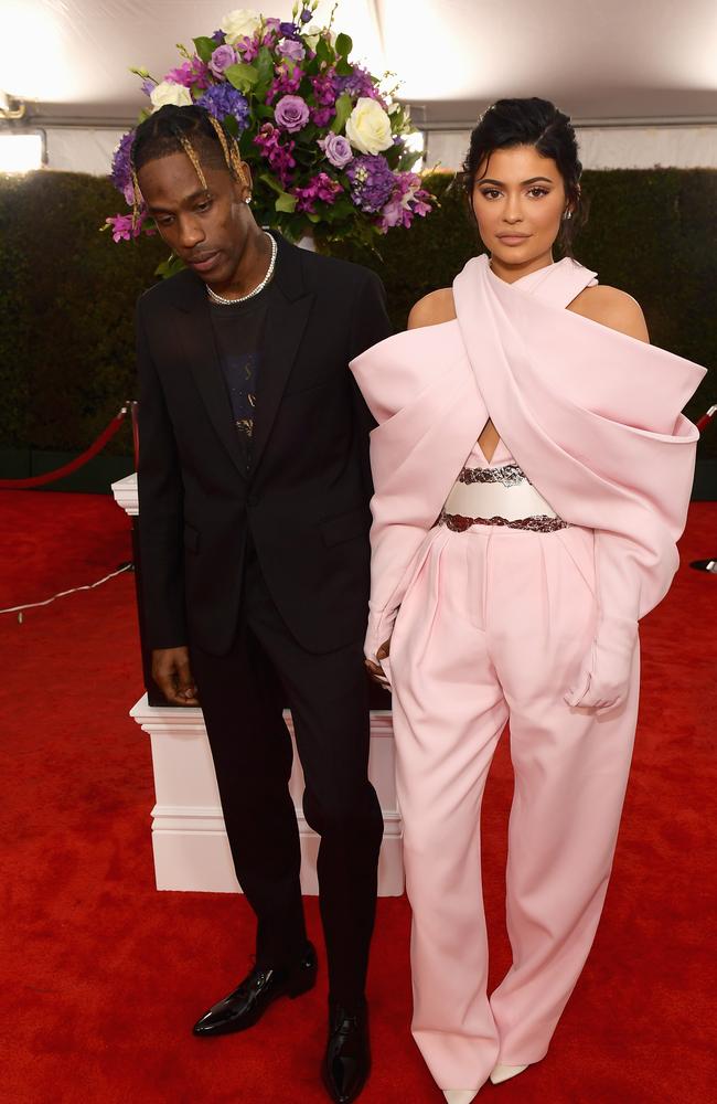 Cheating allegations! Travis Scott and Kylie Jenner, pictured together at the Grammys last month. Picture: Getty Images 