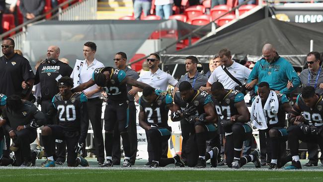 Jaguar players protested during the National Anthem at Wembley stadium.