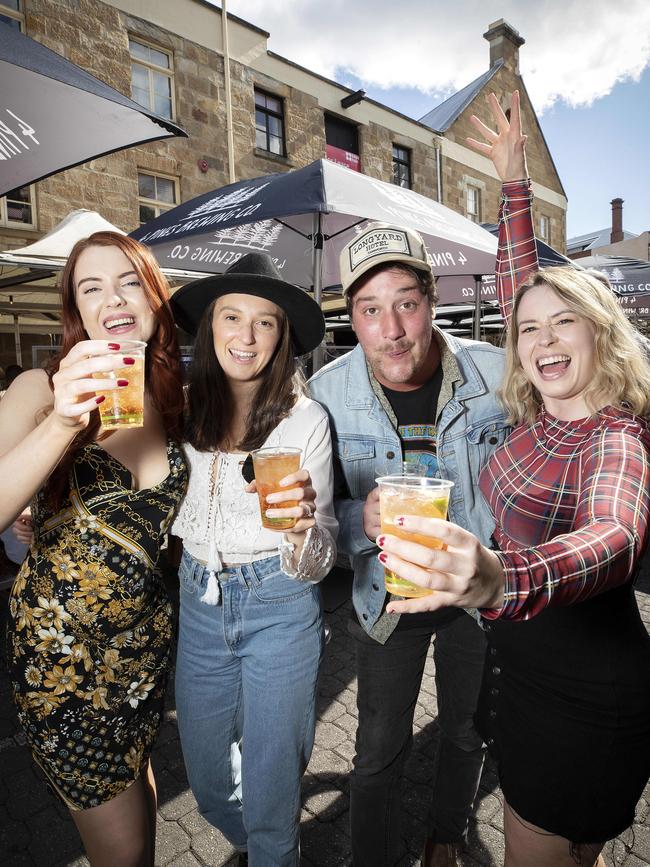 Grace Jennings, Chelsea Tatnell, Matt Doyle and Erin Fletcher at Cage Night, Salamanca. Picture: CHRIS KIDD