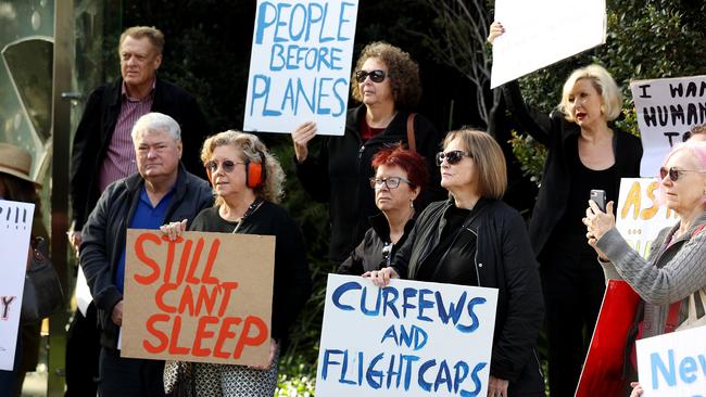 Brisbane residents rallying outside Brisbane Airport Corporation in protest against fight path noise. Picture: Tara Croser.