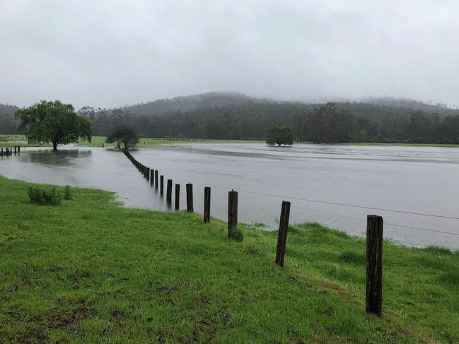 Flooded paddocks at Timbilica near the NSW-Victoria border. Picture: Supplied