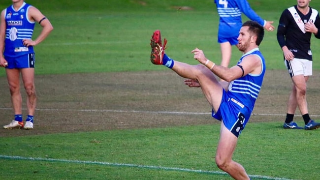 Sacred Heart Old Collegians' Tristan Carcuro remains one of the most talented forwards in the Adelaide Footy League and was key in his side’s win over Port District. Picture: Nathan Fiegert