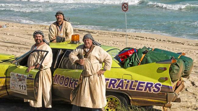 The Hulk driven by Brad Hudson, Shayne Moore and Lionel Moore from Pittsworth on the beach at Scarborough, Perth WA after crossing Australia from Port Macquarie via the Anne Beadell Highway. The 2016 Road Boss Rally. Picture: Nev Madsen