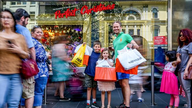 Left to right Lachlan, Alia and Nick hit the shops. Picture: Tim Carrafa