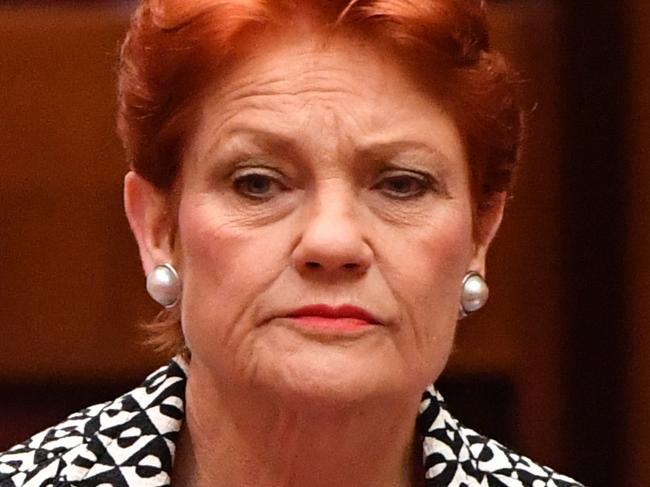 One Nation leader Senator Pauline Hanson in the Senate chamber at Parliament House in Canberra, Wednesday, June 17, 2020. (AAP Image/Mick Tsikas) NO ARCHIVING