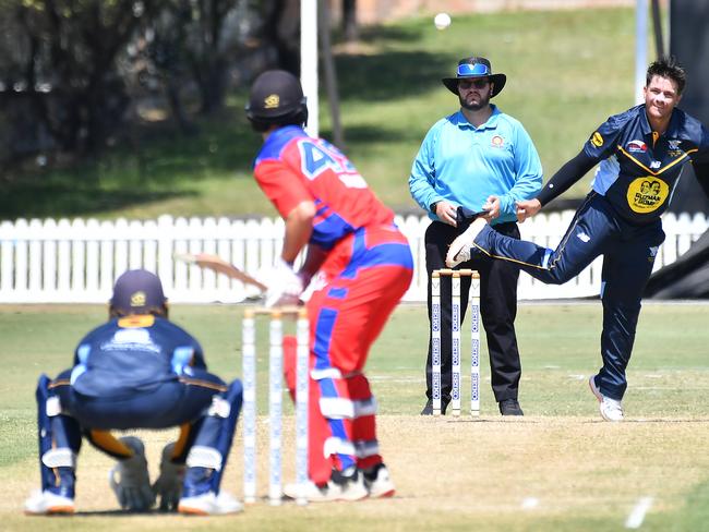 Valley bowler Cameron BoyceValley Mens 1st Grade v Toombul Mens 1st GradeSaturday September 21, 2024. Picture, John Gass