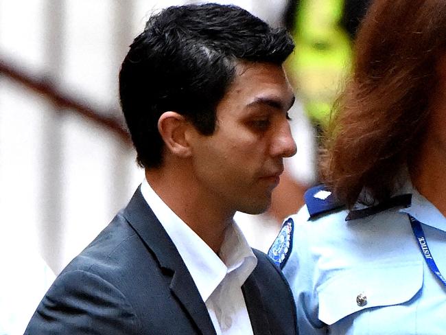 Kyle Zandipour arrives in the prison van at the Melbourne Supreme Court. Picture: Nicole Garmston