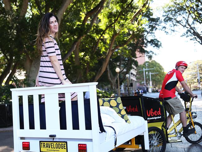 Comedian Becky Lucas with the Ubed. Picture: AAP IMAGE/ Danny Aarons