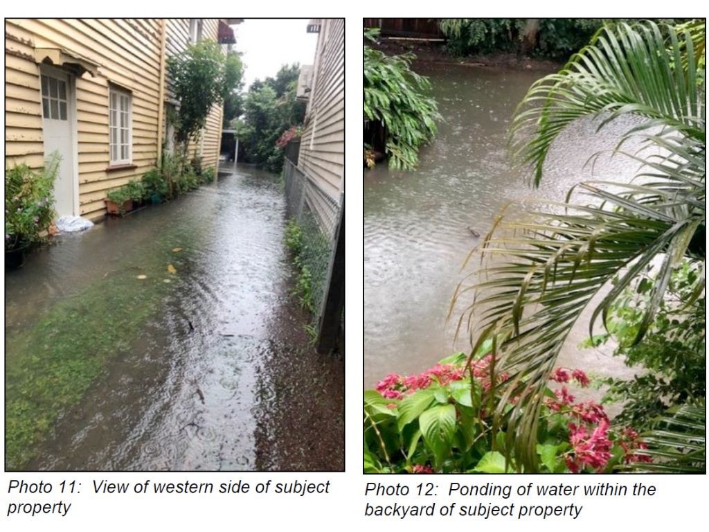 They said water can sit in their yards “for days” Picture: Brisbane City Council / Submission