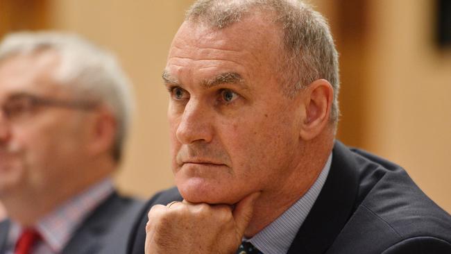 Department of Parliamentary Services Assistant Secretary Graeme Anderson faces a Senate Estimates hearing at Parliament House. Picture: AAP