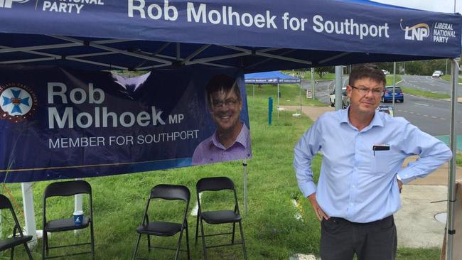 Southport MP Rob Molhoek posted an image that he'd been out talking to locals but the photo with empty chairs made him the butt of jokes on social media. Pic: Rob Molhoek