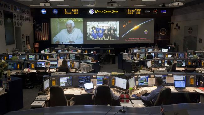 Mission Control at Johnson Space Centre, Houston. Picture: AP / Houston Chronicle / Nathan Lindstrom 