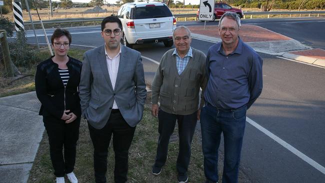 Mayor Joseph Haweil and the Greenvale residents association gather at Somerton Rd. Picture: George Salpigtidis