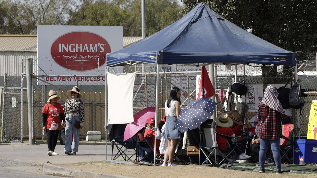 The United Workers Union has shut down Inghams’ Bolivar chicken processing plant in Adelaide’s north. Picture: NCA NewsWire / Emma Brasier