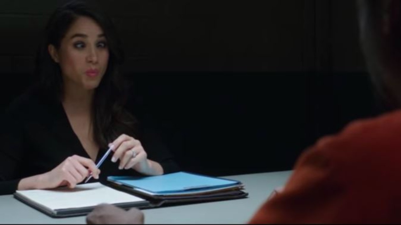 Meghan Markle shows off goofy side in Suits bloopers. Picture: Supplied