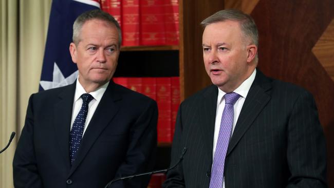 Bill Shorten and federal Opposition Leader Anthony Albanese. Picture: AAP