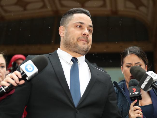 SYDNEY, AUSTRALIA - NewsWire Photos MARCH 22, 2021 - Former NRL superstar Jarryd Hayne who has been found guilty of counts of sexual assault, leaving the Downing Centre in Sydney.Picture: NCA NewsWire / Christian Gilles