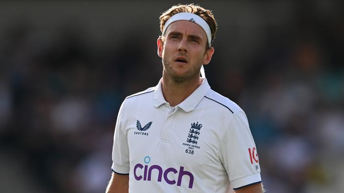 LONDON, ENGLAND - JULY 31: Stuart Broad of England during Day Five of the LV= Insurance Ashes 5th Test Match between England and Australia at The Kia Oval on July 31, 2023 in London, England. (Photo by Gareth Copley/Getty Images)