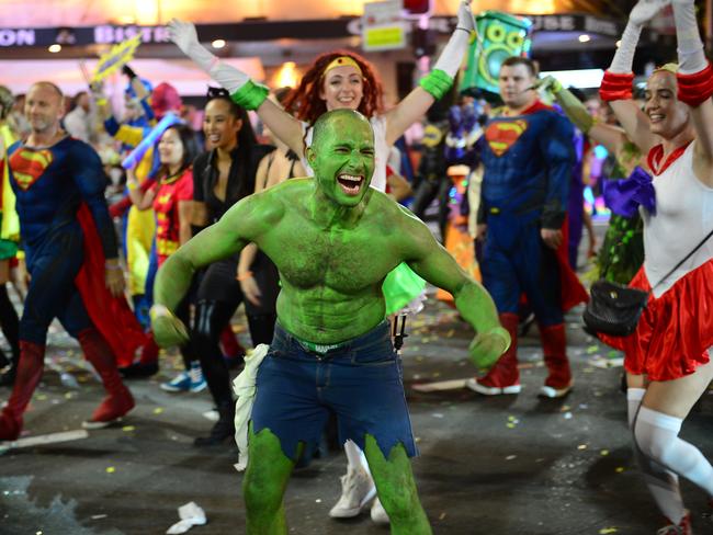 Thousands of people turned out to see the Mardi Gras parade. Picture: Jeremy Piper