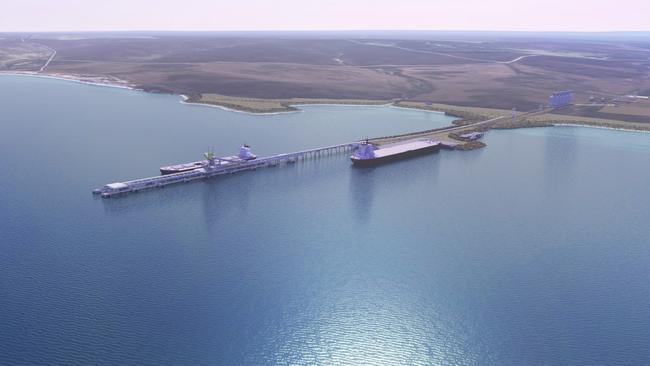 Artist's impression of Iron Road's proposed deep sea port at Cape Hardy.