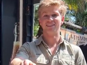 Robert Irwin rescues a snake from a venting machine. Picture: Tiktok