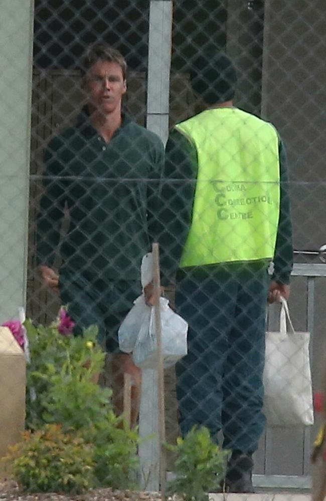 Disgraced former banker Oliver Curtis on yard duties at Cooma Correctional Jail’s storage site. Picture: John Grainger