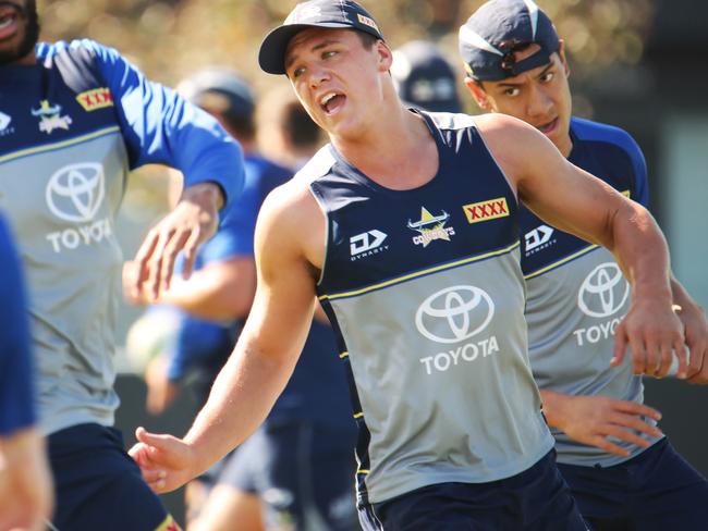 Cowboys five-eighth Scott Drinkwater has already spent plenty of time working alongside Townsend before the pre-season has even kicked off. Picture: Cowboys Media