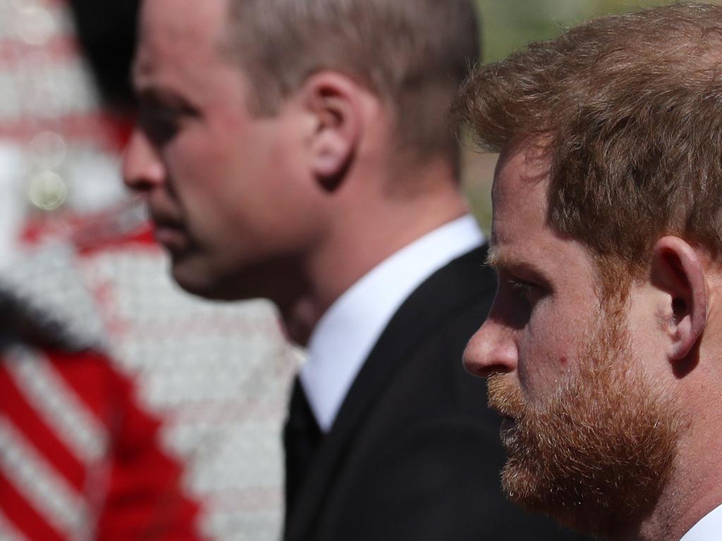 Harry reunited with his brother, Prince William, at Prince Philip’s funeral. Picture: Gareth Fuller/AFP