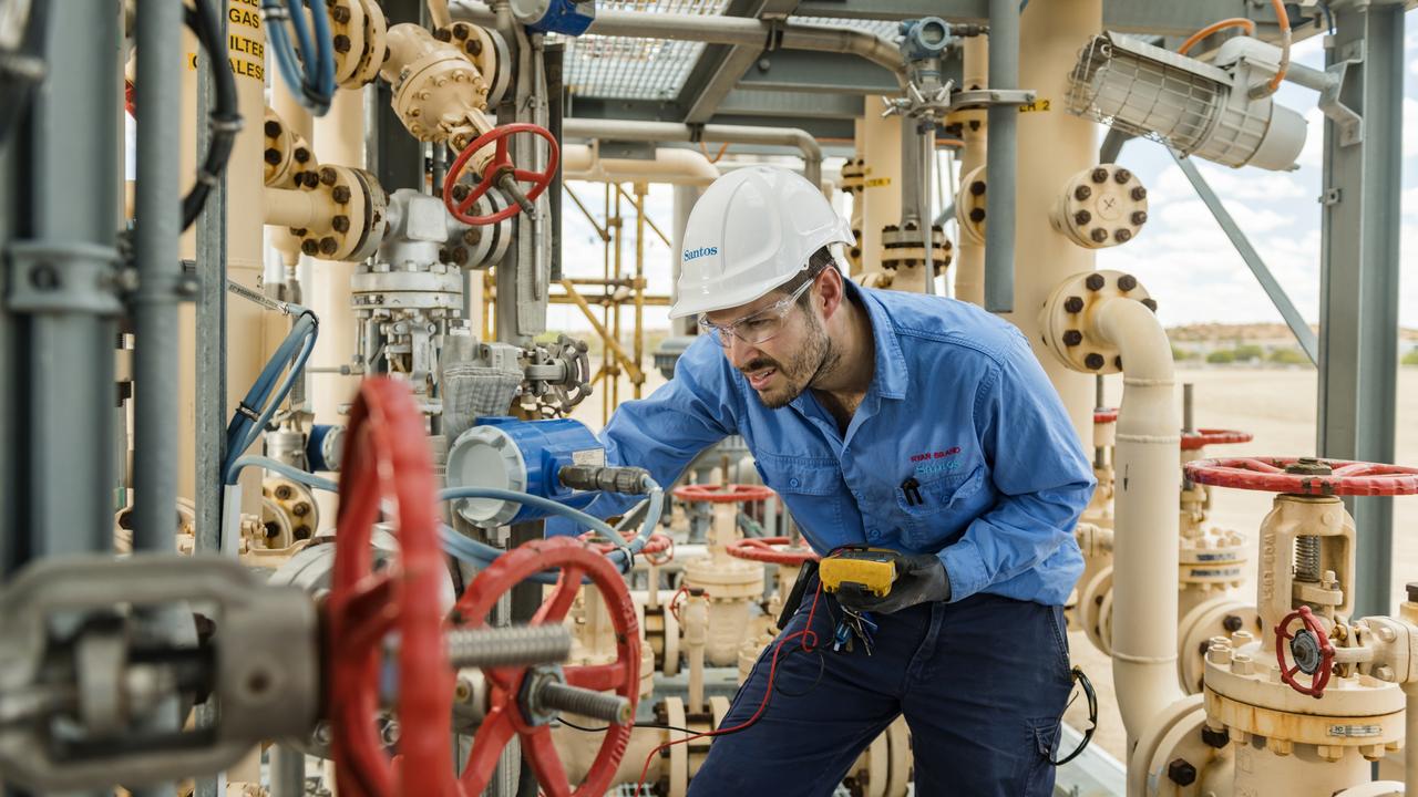 A worker at Santos’s Moomba plant in South Australia’s far north.