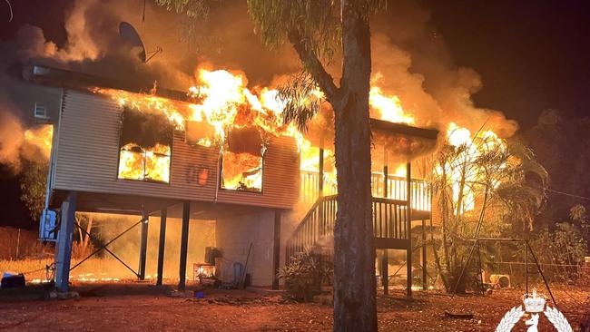 Northern Territory Police responded to a structure fire at a residence in Gapuwiyak on July 17. Picture: NTPFES