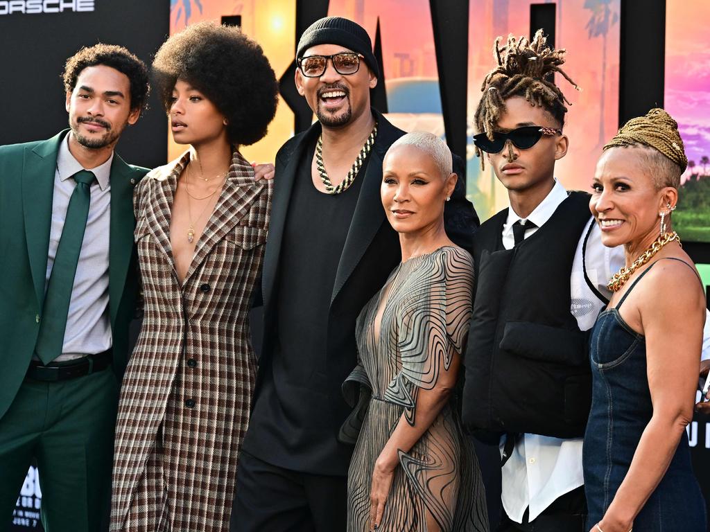 Trey Smith, Willow Smith, Will Smith, Jada Pinkett Smith, Jaden Smith and Adrienne Banfield-Norris at the premiere. Picture: Frederic J. Brown/AFP