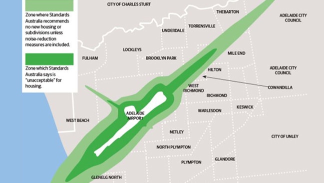 Zones deemed unsuitable for new development without noise reduction measures, as well as “unacceptable” for housing.