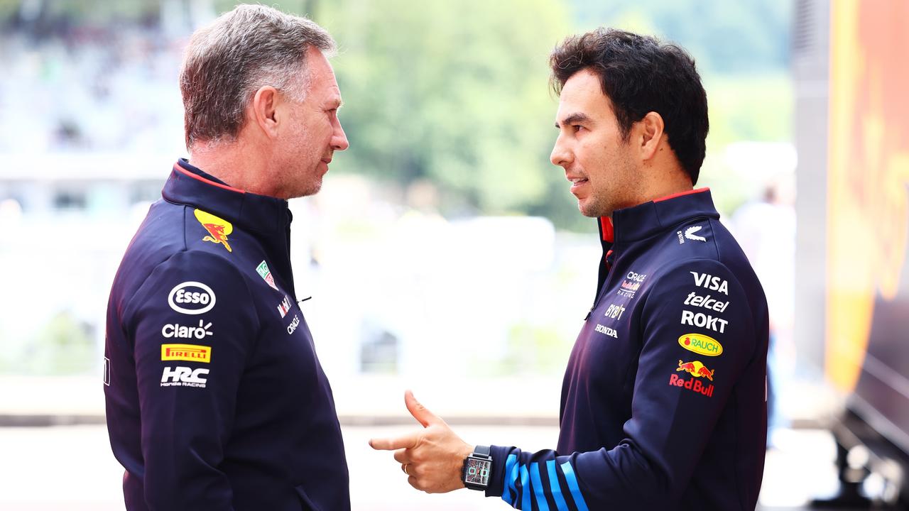 Christian Horner would prefer not to have to sack Sergio Perez just months after re-signing him. (Photo by Mark Thompson/Getty Images)