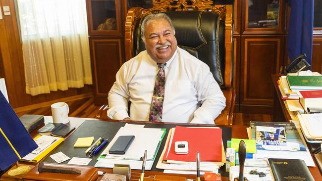 President Baron Waqa in his office. Picture: Glenn Hunt