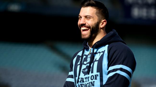 Queensland don’t want James Tedesco getting the ball. Picture: Gregg Porteous