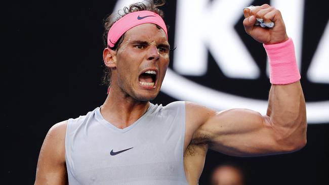 Rafael Nadal is through to the quarterfinals of the Australian Open after a four-set win over Diego Schwartzman. Picture: Michael Klein