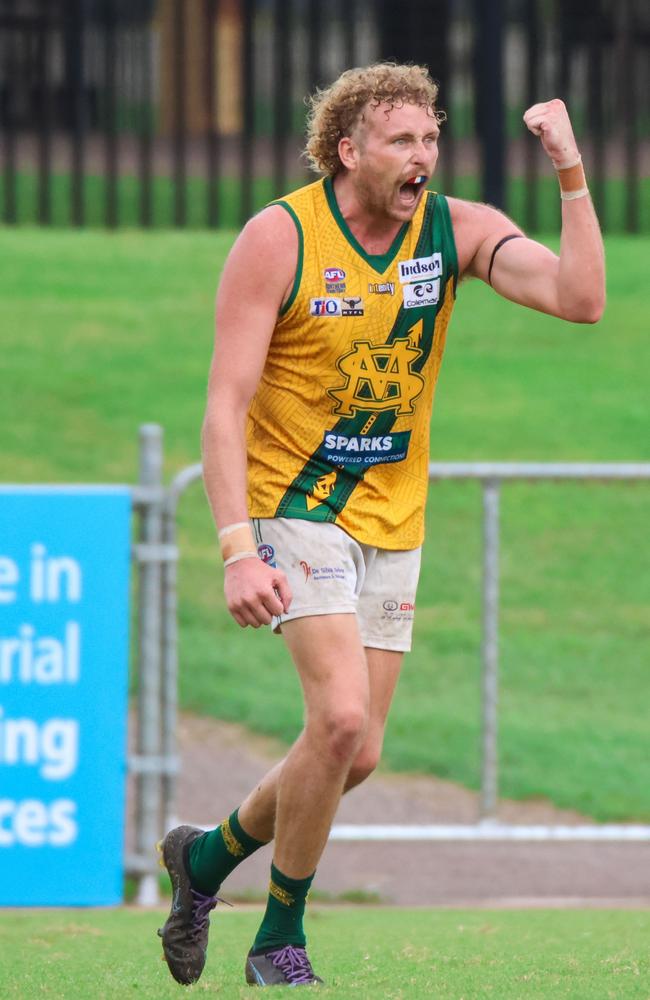 Saints’ goal kicking ace Jackson Calder missed the second half against Nightcliff. Picture: Celina Whan / AFLNTMedia.